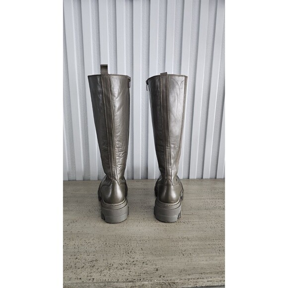 Steve Madden Wayde Tall Leather Lug Sole Boots – Women’s Size 6M – Olive Green - Picture 4 of 8